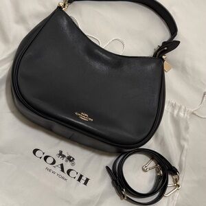 Coach Black Leather Shoulder Hobo with Gold Hardware